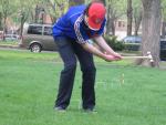 David playing croquet in the park